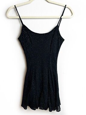 Rampage 90's swing skater mini black dress gold polka dots size: 3 (XS)